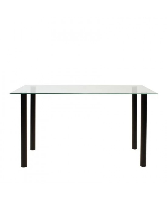 Τραπέζι ArteLibre TEIDE Διάφανο/Μαύρο Γυαλί/Μέταλλο 140x80x75cm