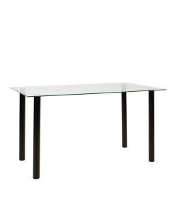 Τραπέζι ArteLibre TEIDE Διάφανο/Μαύρο Γυαλί/Μέταλλο 140x80x75cm
