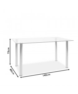 Τραπέζι ArteLibre TEIDE Διάφανο/Μαύρο Γυαλί/Μέταλλο 140x80x75cm