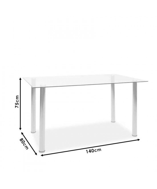 Τραπέζι ArteLibre TEIDE Διάφανο/Μαύρο Γυαλί/Μέταλλο 140x80x75cm