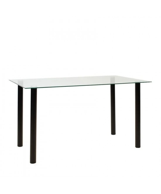 Τραπέζι ArteLibre TEIDE Διάφανο/Μαύρο Γυαλί/Μέταλλο 140x80x75cm