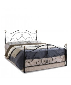 Κρεβάτι ArteLibre EVELYN Μεταλλικό Semy Glossy Black 210x159x109cm (Στρώμα 150x200cm)