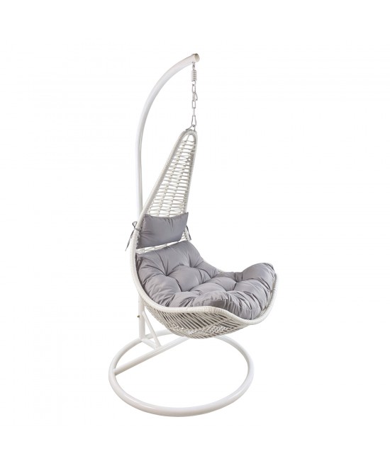 Κούνια Πολυθρόνα ArteLibre KEVIN Λευκό/Γκρι Μέταλλο/Rattan 80x70x195cm Κούνια Πολυθρόνα ArteLibre KEVIN Λευκό/Γκρι Μέταλλο/Rattan 80x70x195cm