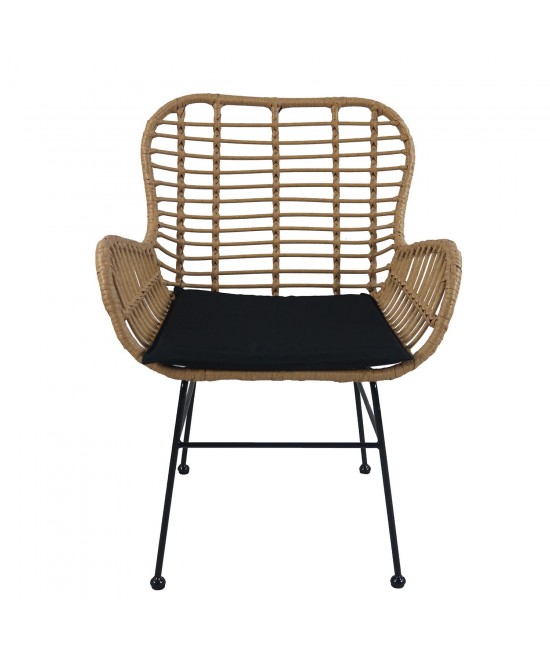 Καρέκλα Κήπου ArteLibre ABUDIUS Φυσικό/Μαύρο Μέταλλο/Rattan 60x60x85cm Καρέκλα Κήπου ArteLibre ABUDIUS Φυσικό/Μαύρο Μέταλλο/Rattan 60x60x85cm