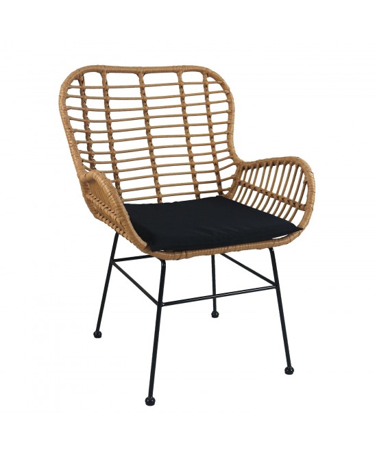 Καρέκλα Κήπου ArteLibre ABUDIUS Φυσικό/Μαύρο Μέταλλο/Rattan 60x60x85cm Καρέκλα Κήπου ArteLibre ABUDIUS Φυσικό/Μαύρο Μέταλλο/Rattan 60x60x85cm