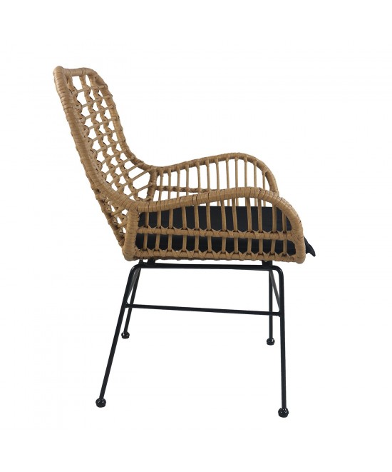 Καρέκλα Κήπου ArteLibre ABUDIUS Φυσικό/Μαύρο Μέταλλο/Rattan 60x60x85cm Καρέκλα Κήπου ArteLibre ABUDIUS Φυσικό/Μαύρο Μέταλλο/Rattan 60x60x85cm