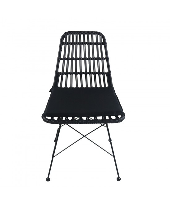Καρέκλα Κήπου ArteLibre ALFONSE Μαύρο Μέταλλο/Rattan 47x62x81cm
