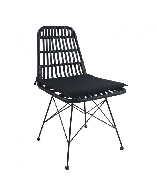 Καρέκλα Κήπου ArteLibre ALFONSE Μαύρο Μέταλλο/Rattan 47x62x81cm