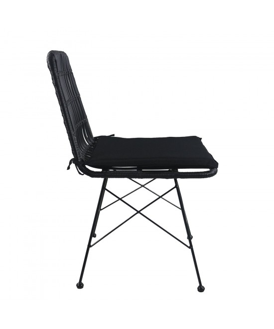 Καρέκλα Κήπου ArteLibre ALFONSE Μαύρο Μέταλλο/Rattan 47x62x81cm