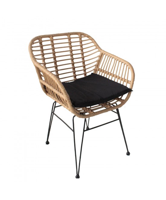 Καρέκλα Κήπου ArteLibre ACTORIUS Φυσικό/Μαύρο Μέταλλο/Rattan 57x53x81cm