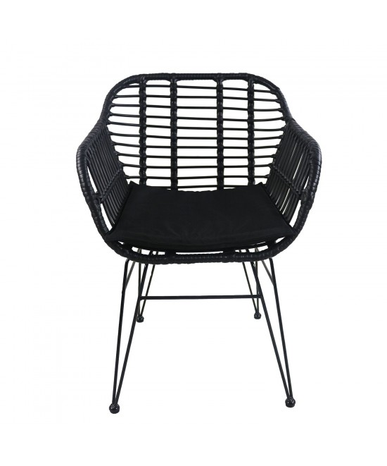 Καρέκλα Κήπου ArteLibre ACTORIUS Μαύρο Μέταλλο/Rattan 57x53x81cm Καρέκλα Κήπου ArteLibre ACTORIUS Μαύρο Μέταλλο/Rattan 57x53x81cm