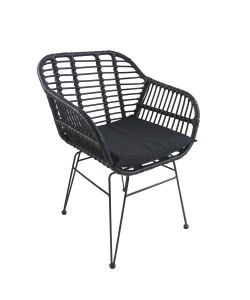 Καρέκλα Κήπου ArteLibre ACTORIUS Μαύρο Μέταλλο/Rattan 57x53x81cm