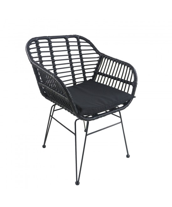 Καρέκλα Κήπου ArteLibre ACTORIUS Μαύρο Μέταλλο/Rattan 57x53x81cm Καρέκλα Κήπου ArteLibre ACTORIUS Μαύρο Μέταλλο/Rattan 57x53x81cm