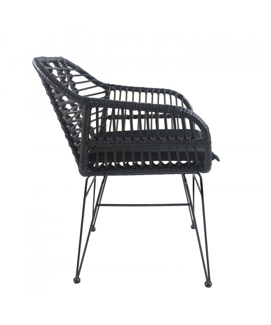 Καρέκλα Κήπου ArteLibre ACTORIUS Μαύρο Μέταλλο/Rattan 57x53x81cm Καρέκλα Κήπου ArteLibre ACTORIUS Μαύρο Μέταλλο/Rattan 57x53x81cm