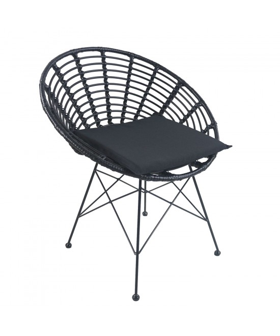 Καρέκλα Κήπου ArteLibre AELIUS Μαύρο Μέταλλο/Rattan 72x62x78cm