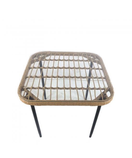 Τραπέζι Κήπου ArteLibre ANTIUS Φυσικό/Μαύρο Μέταλλο/Rattan/Γυαλί 80x80x73cm Τραπέζι Κήπου ArteLibre ANTIUS Φυσικό/Μαύρο Μέταλλο/Rattan/Γυαλί 80x80x73cm