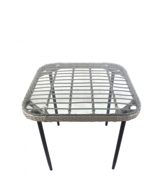 Τραπέζι Κήπου ArteLibre ANTIUS Γκρι/Μαύρο Μέταλλο/Rattan/Γυαλί 80x80x73cm Τραπέζι Κήπου ArteLibre ANTIUS Γκρι/Μαύρο Μέταλλο/Rattan/Γυαλί 80x80x73cm
