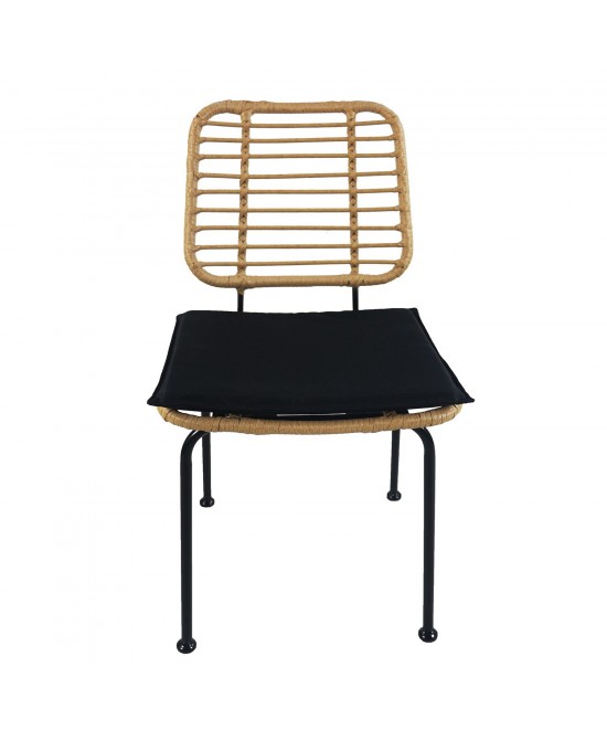 Καρέκλα Κήπου ArteLibre ATIUS Φυσικό/Μαύρο Μέταλλο/Rattan 46.5x55x86cm