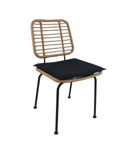 Καρέκλα Κήπου ArteLibre ATIUS Φυσικό/Μαύρο Μέταλλο/Rattan 46.5x55x86cm