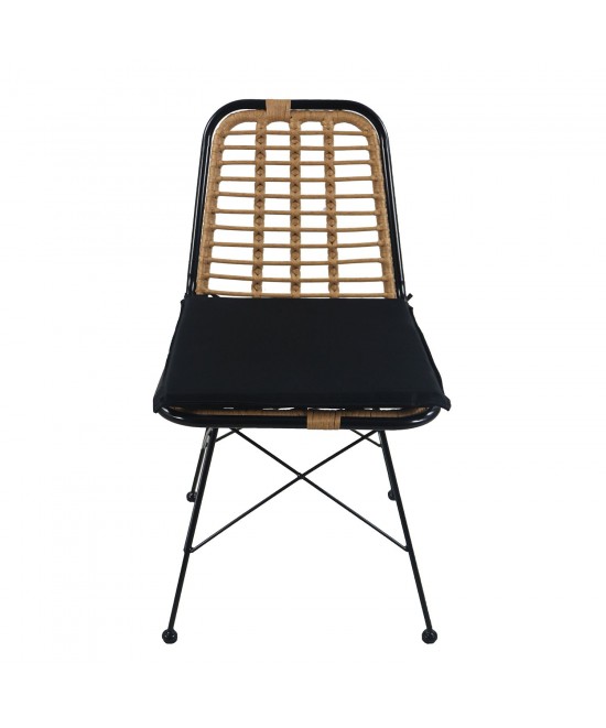 Καρέκλα Κήπου ArteLibre ATILIUS Φυσικό/Μαύρο Μέταλλο/Rattan 46x59x83cm