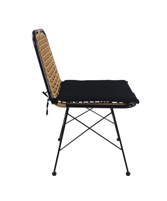 Καρέκλα Κήπου ArteLibre ATILIUS Φυσικό/Μαύρο Μέταλλο/Rattan 46x59x83cm