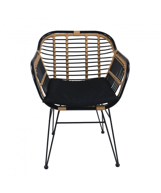 Καρέκλα Κήπου ArteLibre ATINIUS Φυσικό/Μαύρο Μέταλλο/Rattan 58x62x82cm Καρέκλα Κήπου ArteLibre ATINIUS Φυσικό/Μαύρο Μέταλλο/Rattan 58x62x82cm