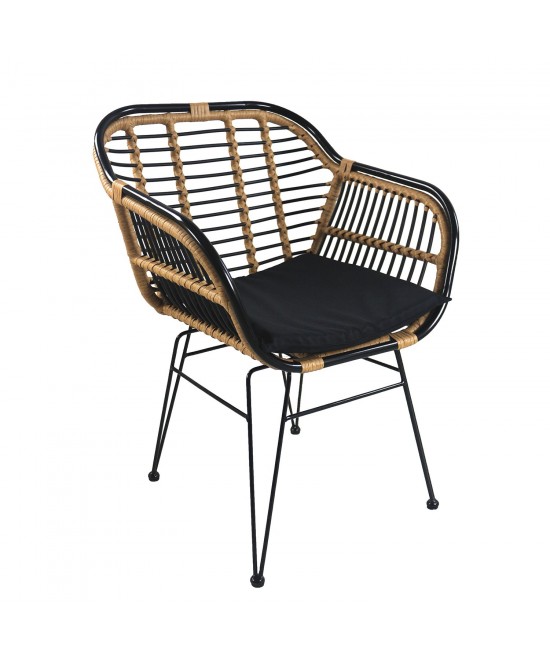Καρέκλα Κήπου ArteLibre ATINIUS Φυσικό/Μαύρο Μέταλλο/Rattan 58x62x82cm Καρέκλα Κήπου ArteLibre ATINIUS Φυσικό/Μαύρο Μέταλλο/Rattan 58x62x82cm