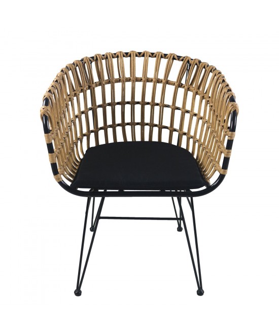 Καρέκλα Κήπου ArteLibre AULIUS Φυσικό/Μαύρο Μέταλλο/Rattan 57x60x78.5cm