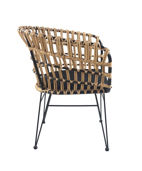 Καρέκλα Κήπου ArteLibre AULIUS Φυσικό/Μαύρο Μέταλλο/Rattan 57x60x78.5cm