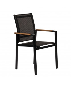 Πολυθρόνα Κήπου ArteLibre KALANDULA Μαύρο/Καρυδί Αλουμίνιο/Ύφασμα 40x47x91cm