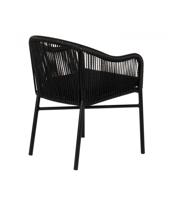 Πολυθρόνα Κήπου ArteLibre KAGERA Μαύρο Αλουμίνιο/Rattan 45x42x84cm