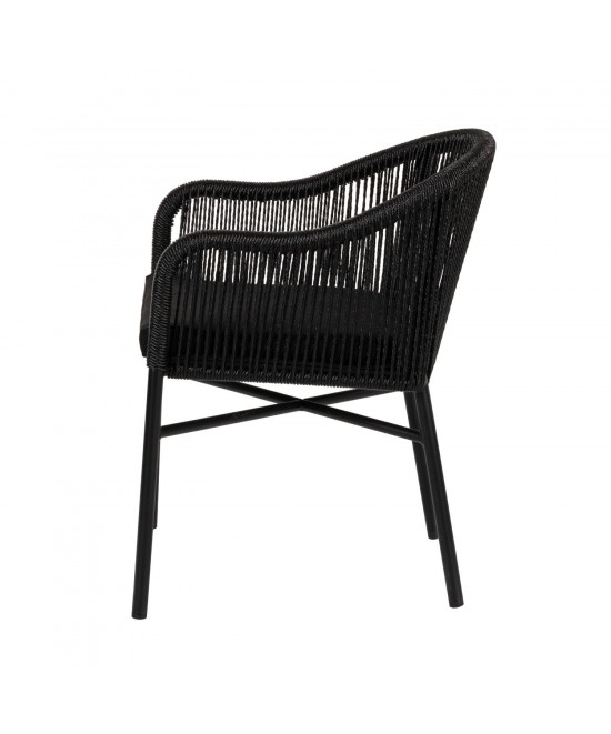 Πολυθρόνα Κήπου ArteLibre KAGERA Μαύρο Αλουμίνιο/Rattan 45x42x84cm