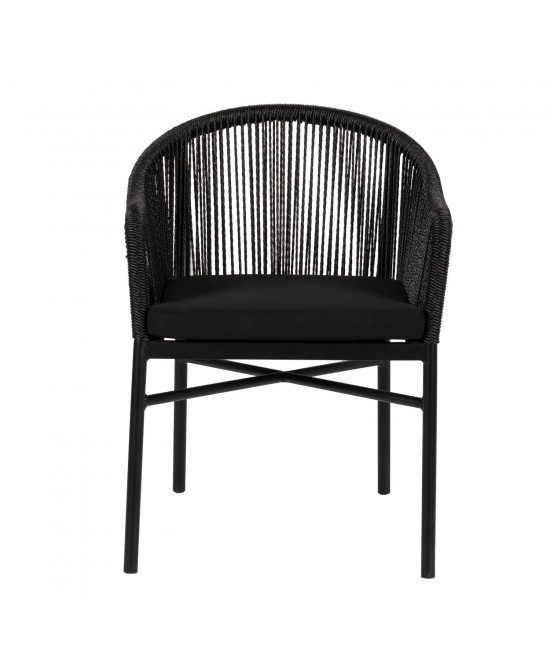 Πολυθρόνα Κήπου ArteLibre KAGERA Μαύρο Αλουμίνιο/Rattan 45x42x84cm