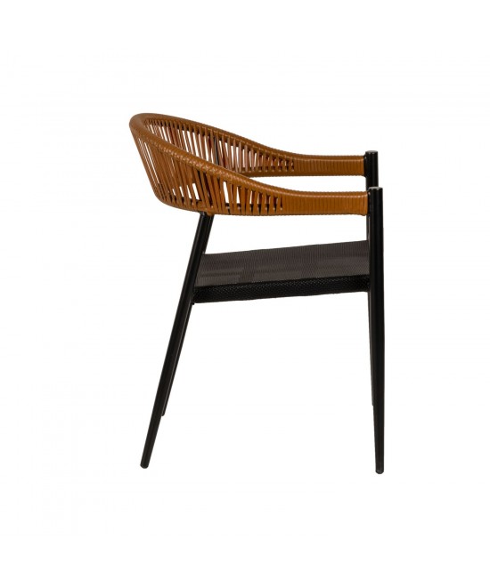 Πολυθρόνα Κήπου ArteLibre LIVINGSTONE Μαύρο/Καφέ Αλουμίνιο/Rattan 56x55x76cm