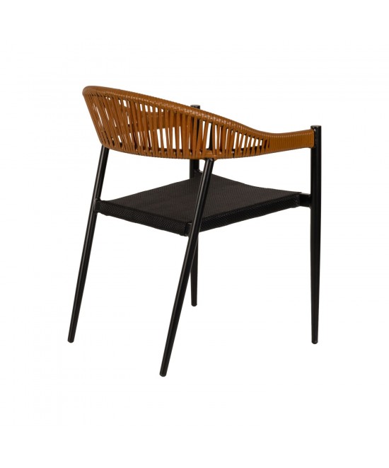 Πολυθρόνα Κήπου ArteLibre LIVINGSTONE Μαύρο/Καφέ Αλουμίνιο/Rattan 56x55x76cm