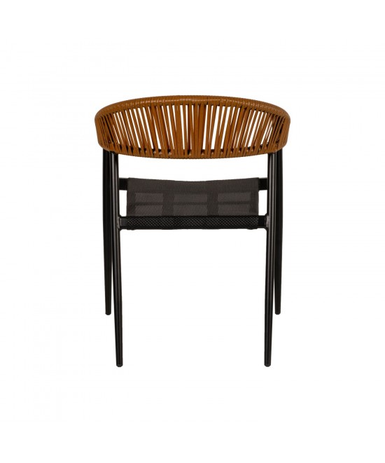 Πολυθρόνα Κήπου ArteLibre LIVINGSTONE Μαύρο/Καφέ Αλουμίνιο/Rattan 56x55x76cm