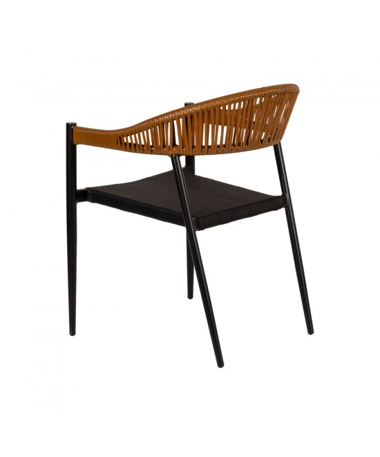 Πολυθρόνα Κήπου ArteLibre LIVINGSTONE Μαύρο/Καφέ Αλουμίνιο/Rattan 56x55x76cm