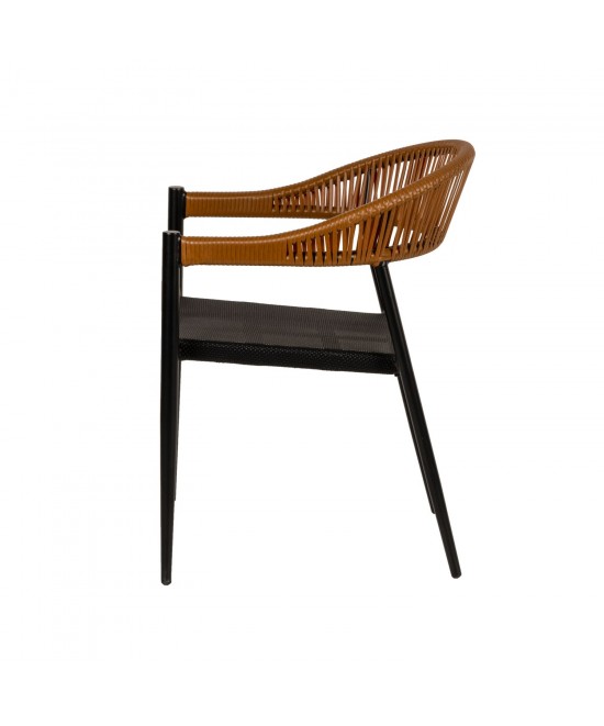 Πολυθρόνα Κήπου ArteLibre LIVINGSTONE Μαύρο/Καφέ Αλουμίνιο/Rattan 56x55x76cm