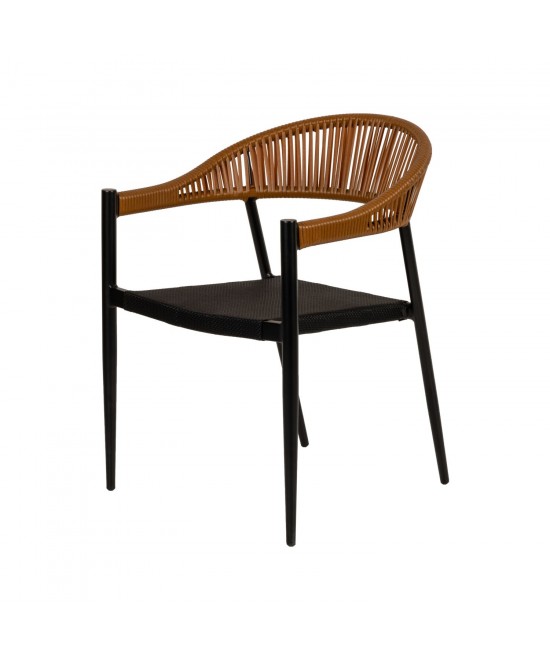 Πολυθρόνα Κήπου ArteLibre LIVINGSTONE Μαύρο/Καφέ Αλουμίνιο/Rattan 56x55x76cm