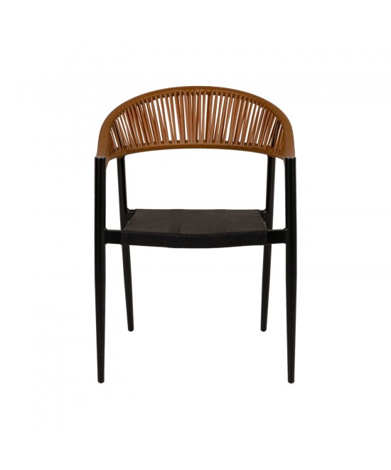 Πολυθρόνα Κήπου ArteLibre LIVINGSTONE Μαύρο/Καφέ Αλουμίνιο/Rattan 56x55x76cm