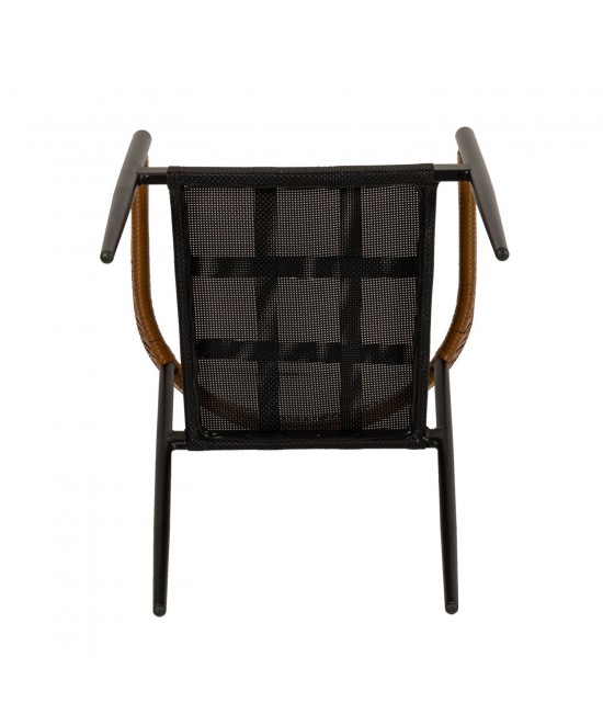 Πολυθρόνα Κήπου ArteLibre LIVINGSTONE Μαύρο/Καφέ Αλουμίνιο/Rattan 56x55x76cm