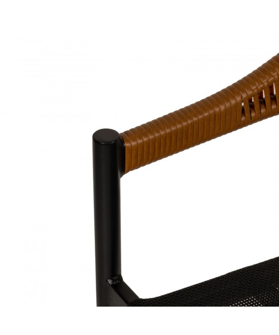 Πολυθρόνα Κήπου ArteLibre LIVINGSTONE Μαύρο/Καφέ Αλουμίνιο/Rattan 56x55x76cm