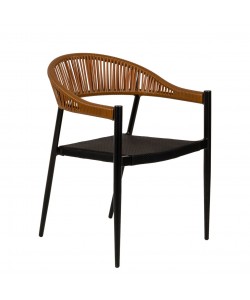 Πολυθρόνα Κήπου ArteLibre LIVINGSTONE Μαύρο/Καφέ Αλουμίνιο/Rattan 56x55x76cm