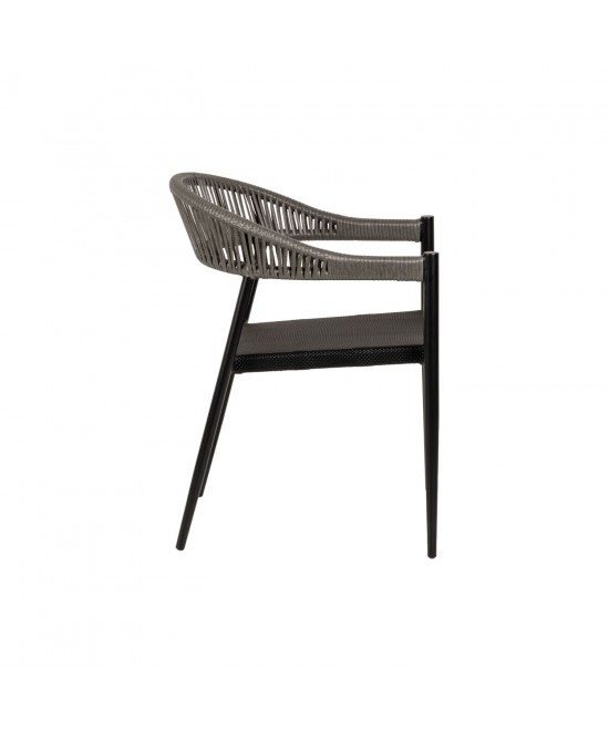 Πολυθρόνα Κήπου ArteLibre LIVINGSTONE Μαύρο/Γκρι Αλουμίνιο/Rattan 56x55x76cm