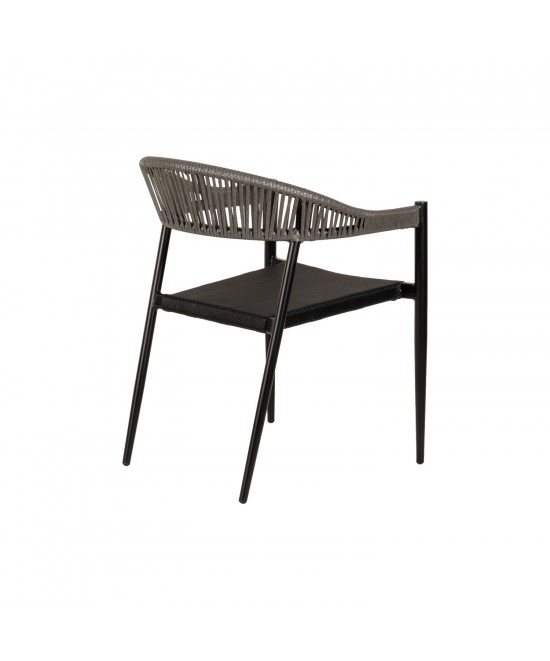 Πολυθρόνα Κήπου ArteLibre LIVINGSTONE Μαύρο/Γκρι Αλουμίνιο/Rattan 56x55x76cm