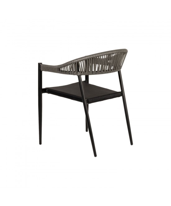 Πολυθρόνα Κήπου ArteLibre LIVINGSTONE Μαύρο/Γκρι Αλουμίνιο/Rattan 56x55x76cm