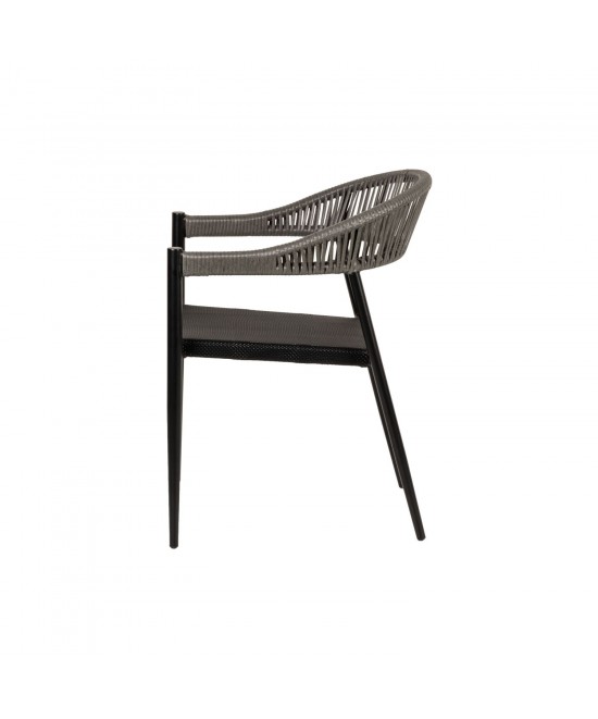 Πολυθρόνα Κήπου ArteLibre LIVINGSTONE Μαύρο/Γκρι Αλουμίνιο/Rattan 56x55x76cm