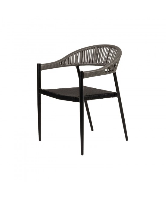Πολυθρόνα Κήπου ArteLibre LIVINGSTONE Μαύρο/Γκρι Αλουμίνιο/Rattan 56x55x76cm
