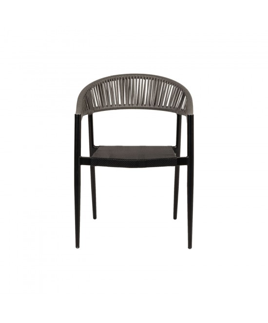 Πολυθρόνα Κήπου ArteLibre LIVINGSTONE Μαύρο/Γκρι Αλουμίνιο/Rattan 56x55x76cm
