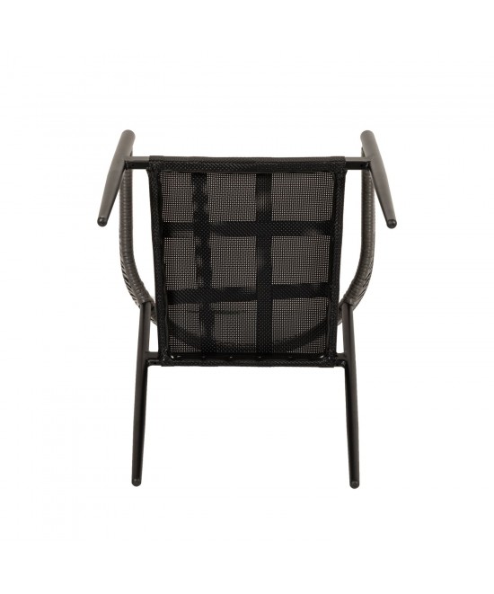 Πολυθρόνα Κήπου ArteLibre LIVINGSTONE Μαύρο/Γκρι Αλουμίνιο/Rattan 56x55x76cm